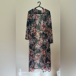 Floral cover up, high low look